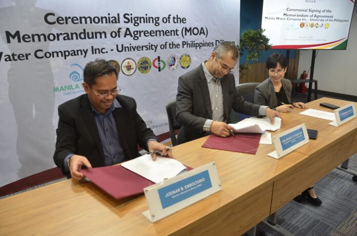 Manila Water, UP Diliman ink MOA on research program to enhance wastewater management